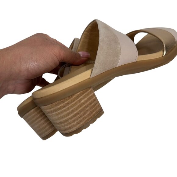 Dansko Theresa Womens Sandals Block Heel Metallic Nude Leather Suede Size 39 - Picture 9 of 12